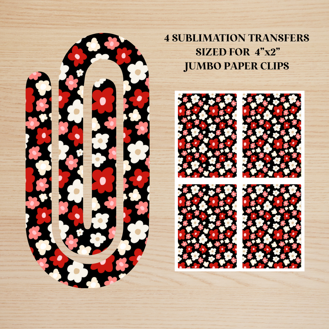 Red & Pink Flowers Jumbo Paperclip Sublimation Transfer
