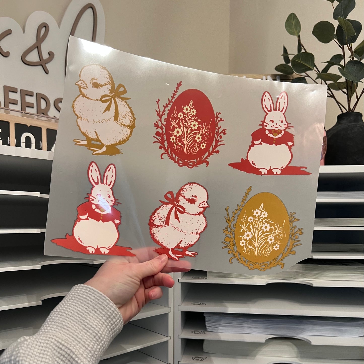Vintage Easter Thin Matte Clear Film Screen Print Transfer