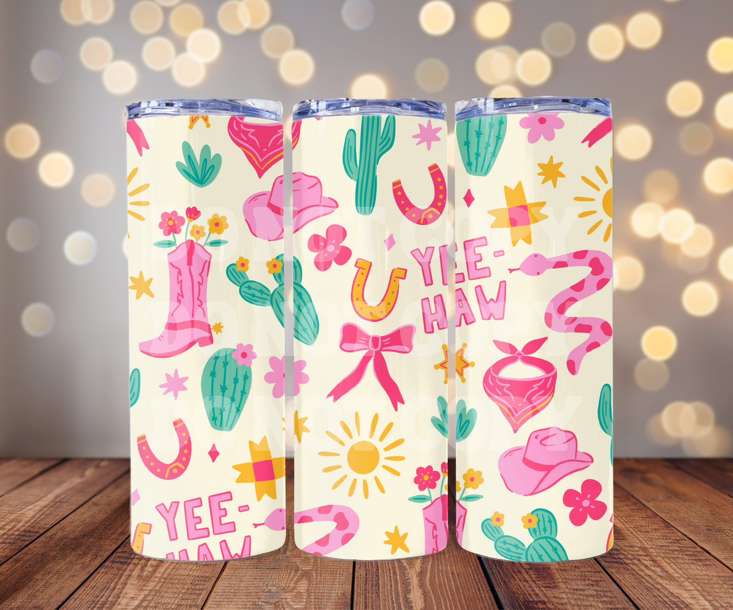 Yee-Haw Doodles 20 oz Skinny Tumbler Sublimation Transfer - Seamless