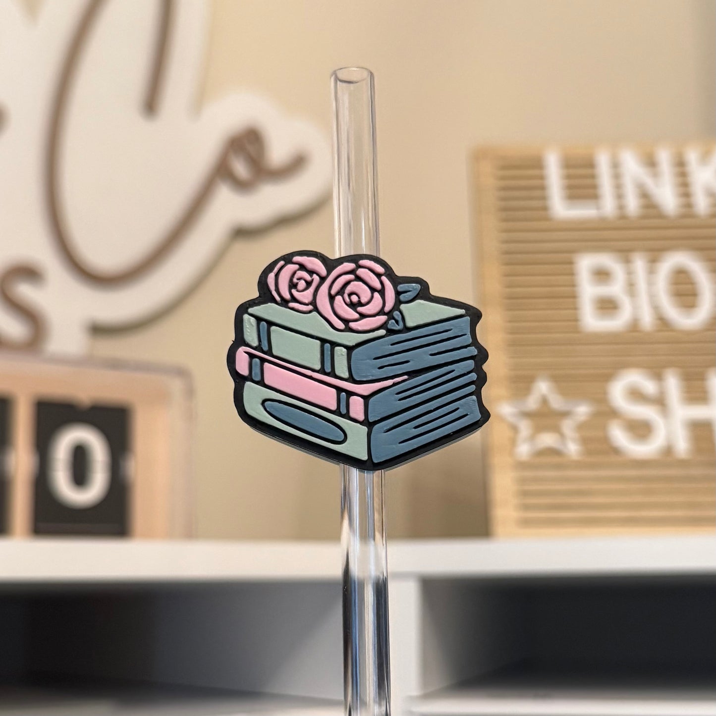 Book Stack 3D Printed Straw Topper