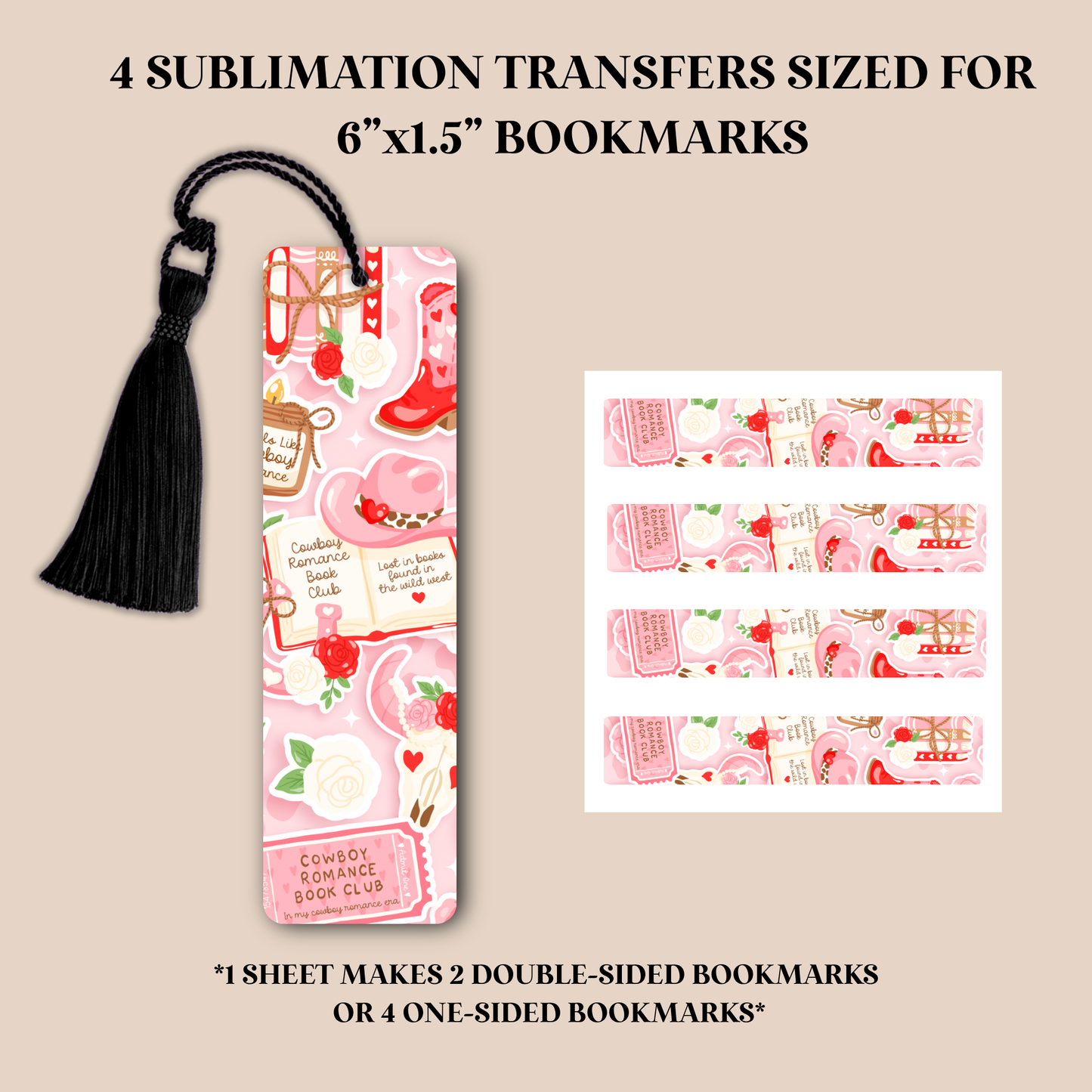 Cowboy Romance Book Club 2 Bookmark Sublimation Transfer