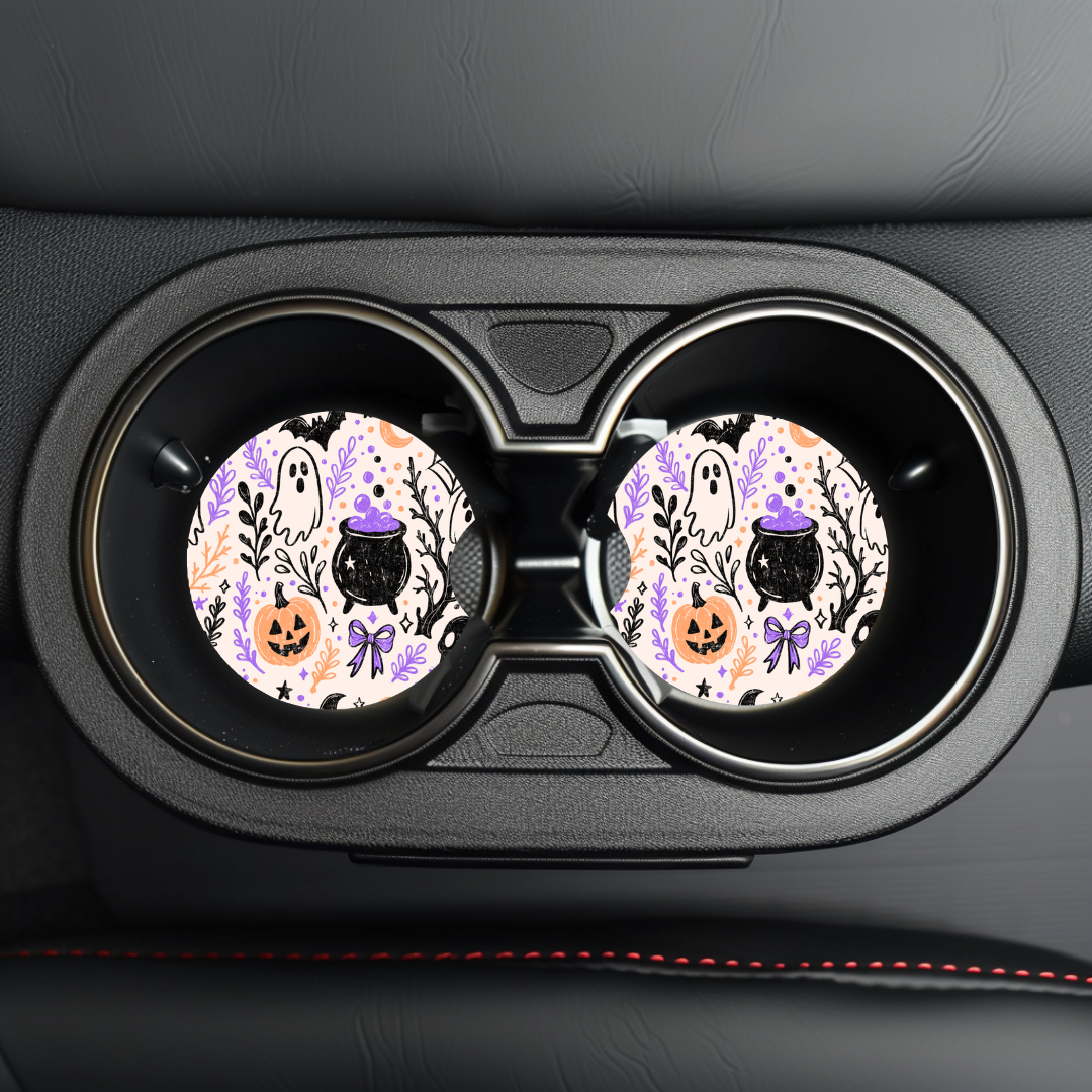 Spooky Doodles Car Coaster Sublimation Transfer (Set of 2)