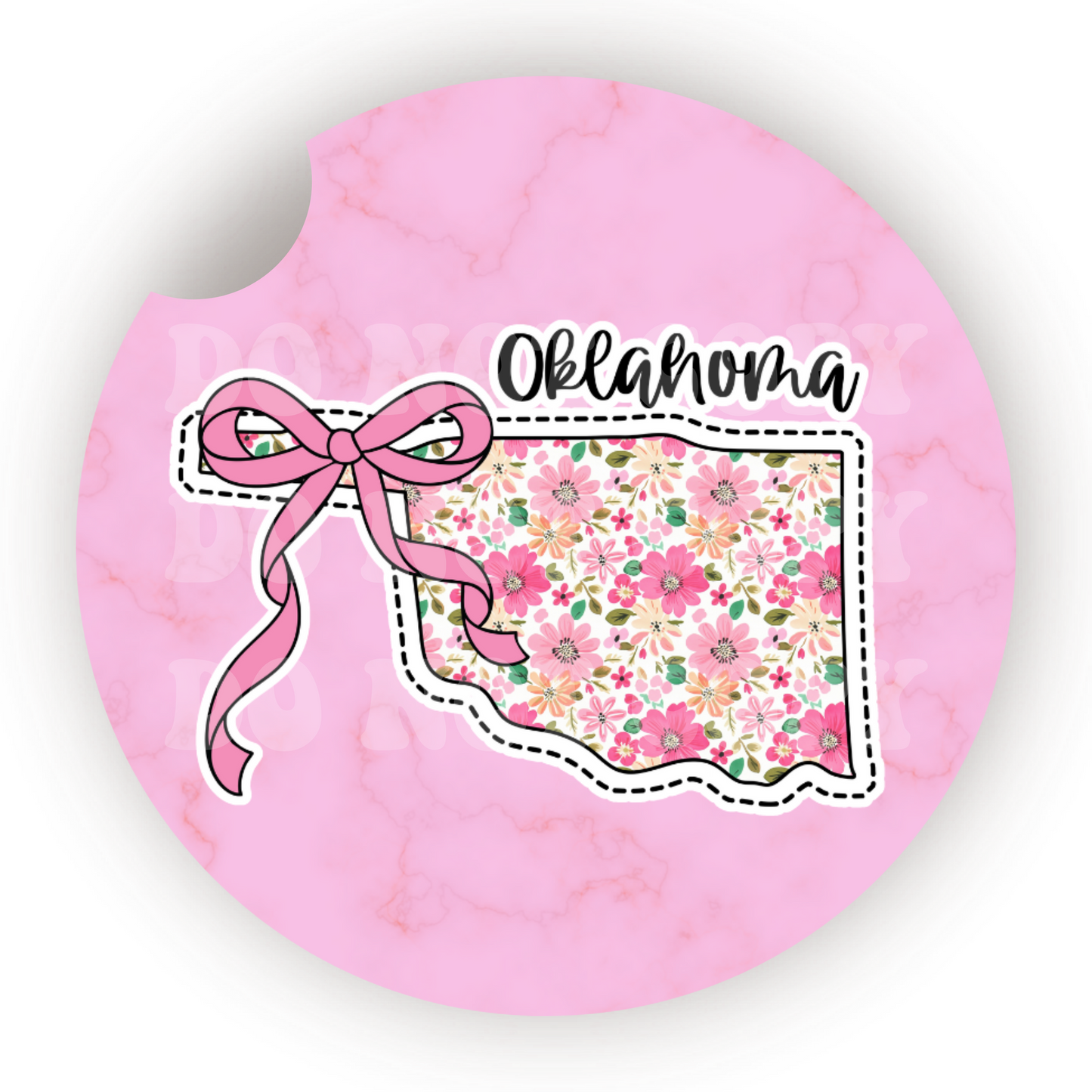 Floral State (Choose Your State) Car Coaster Sublimation Transfer (Set of 2)