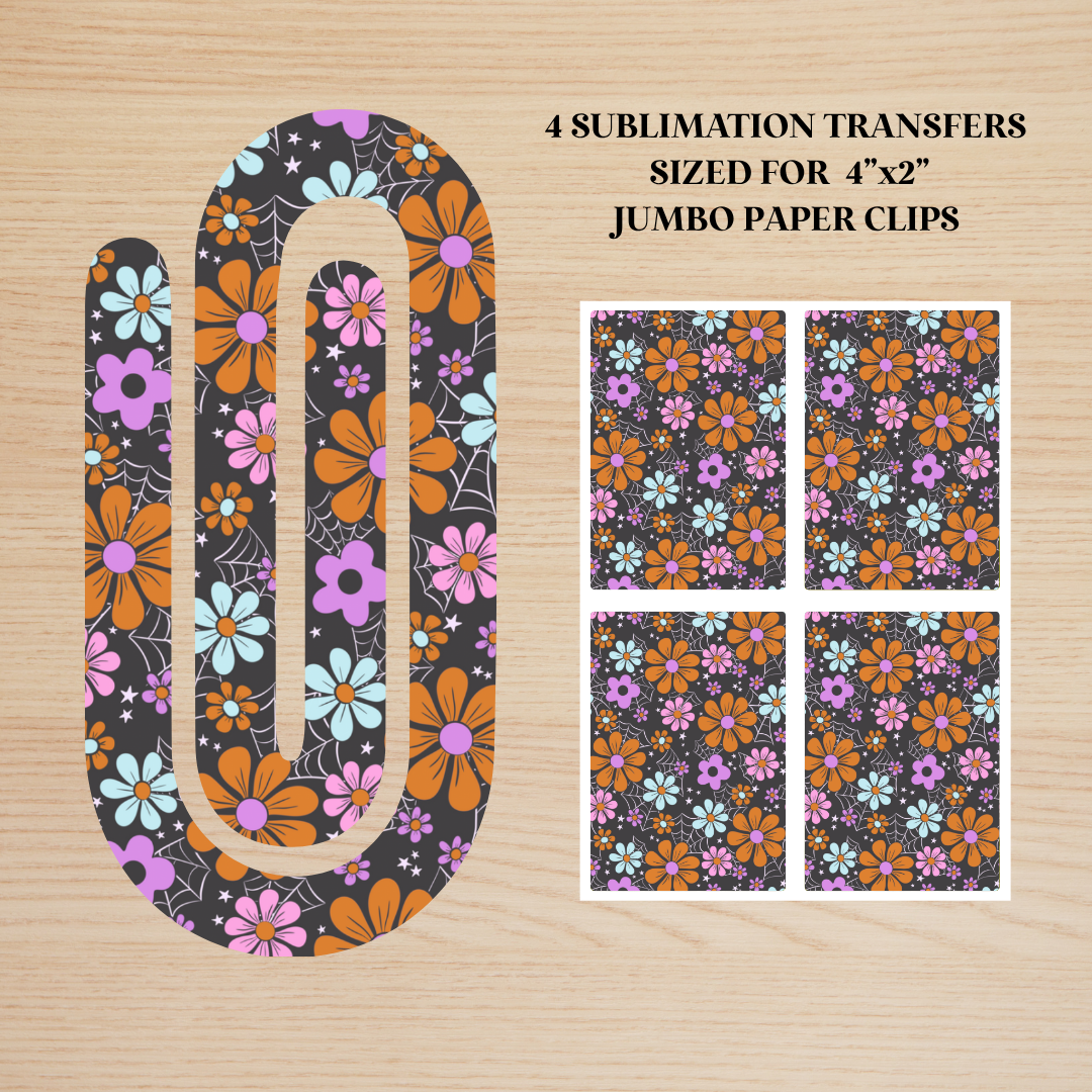 Spooky Floral Jumbo Paperclip Sublimation Transfer