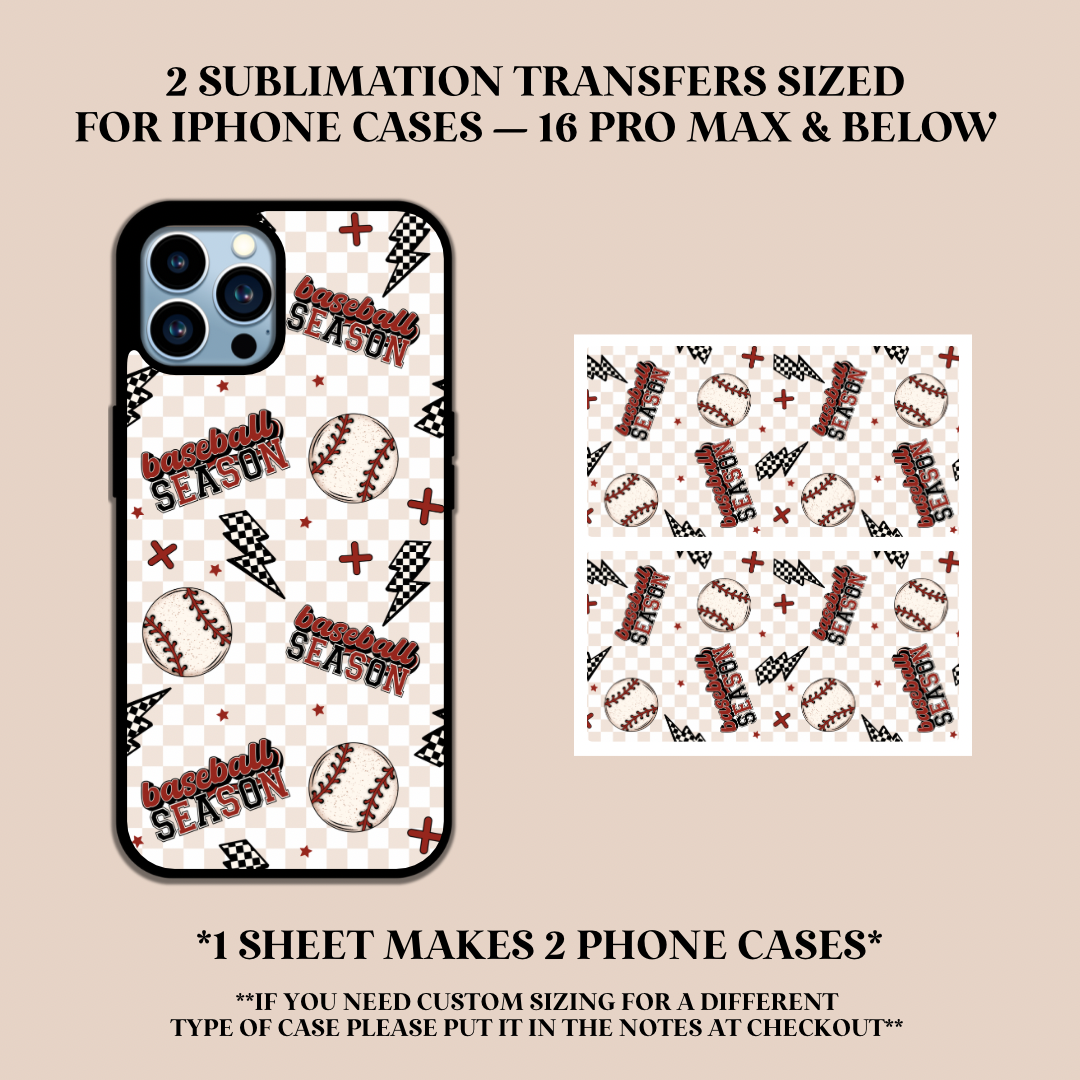 Baseball Season Phone Case Sublimation Transfer