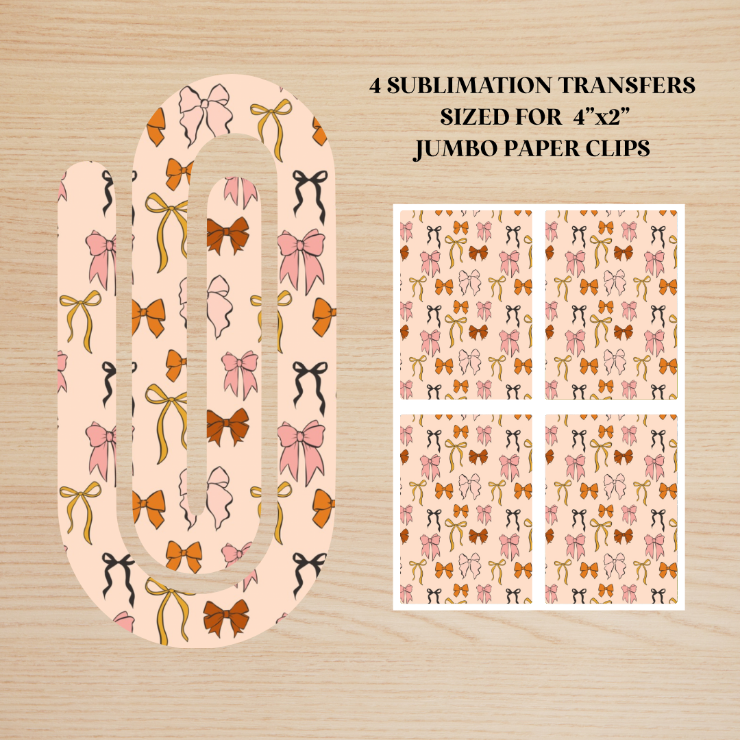 Fall Bows Jumbo Paperclip Sublimation Transfer
