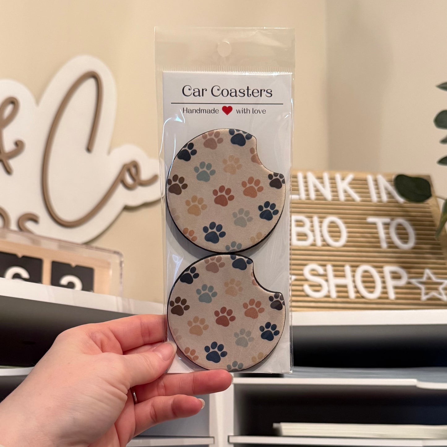 Paw Print Car Coasters