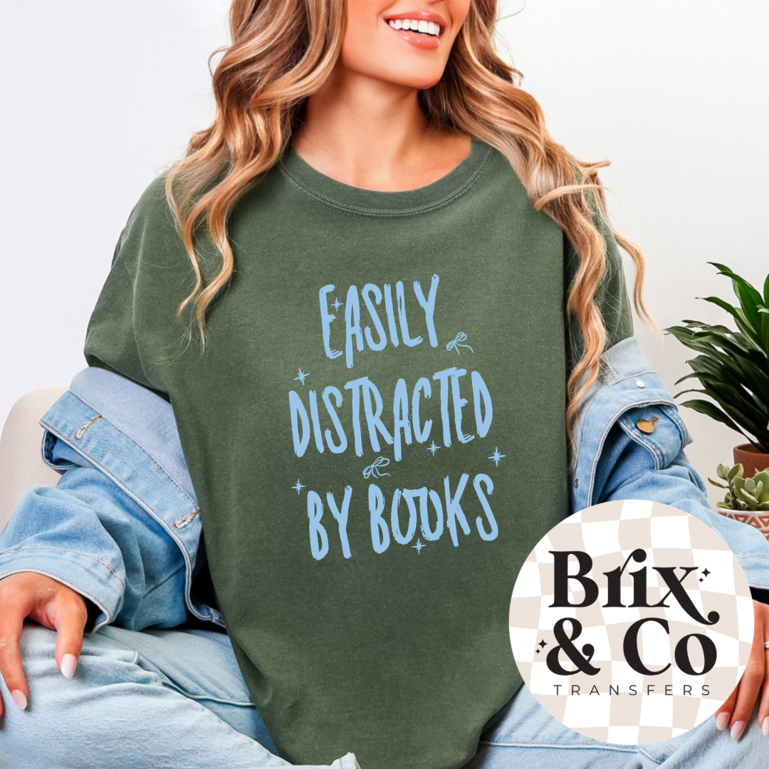 Easily Distracted By Books Single Color (Light Blue)