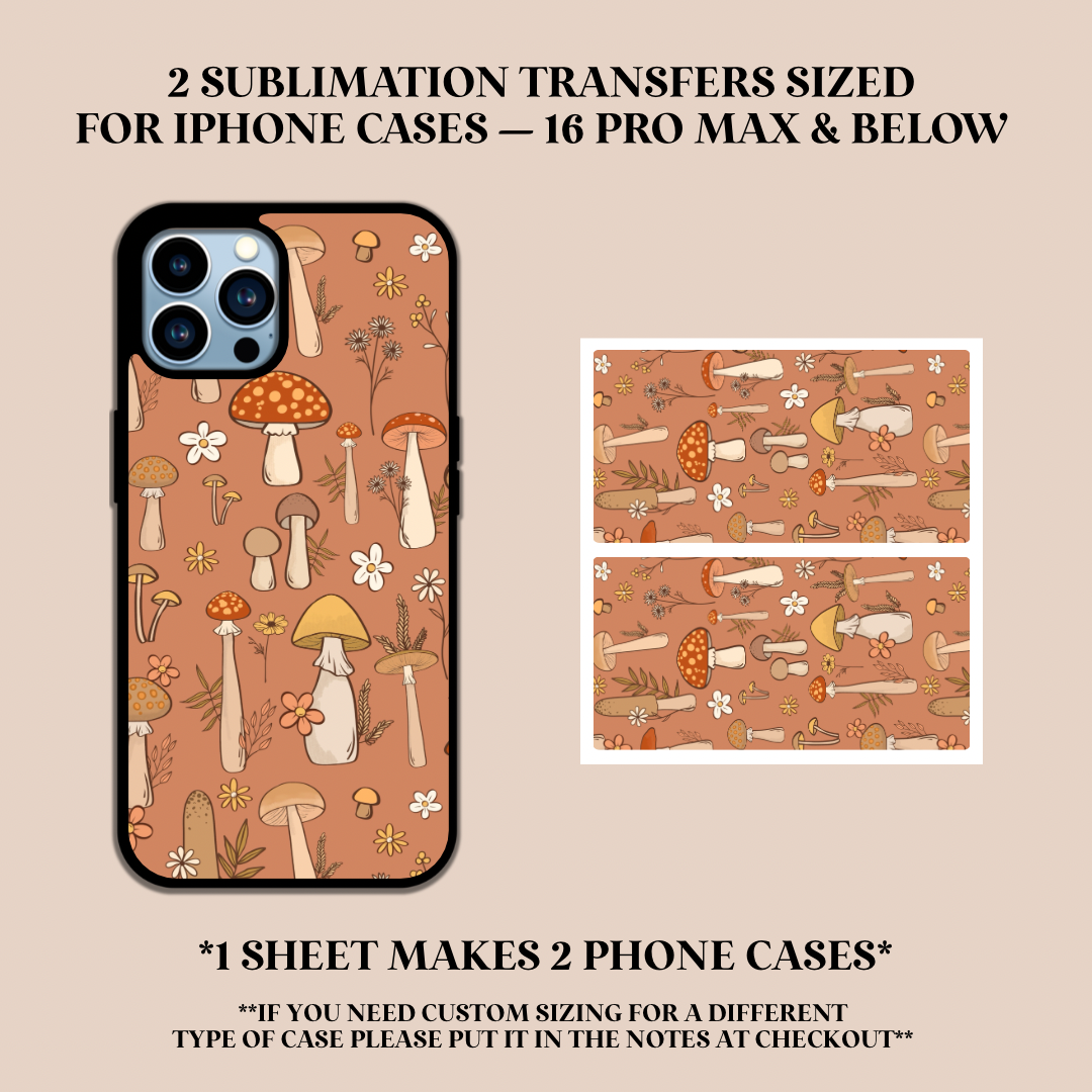 Mushrooms Phone Case Sublimation Transfer
