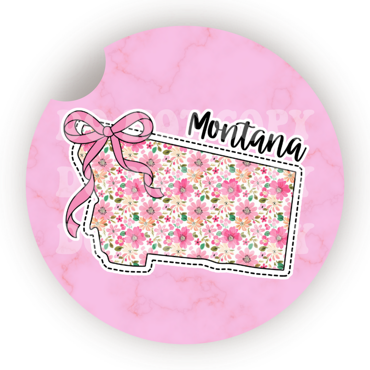 Floral State (Choose Your State) Car Coaster Sublimation Transfer (Set of 2)