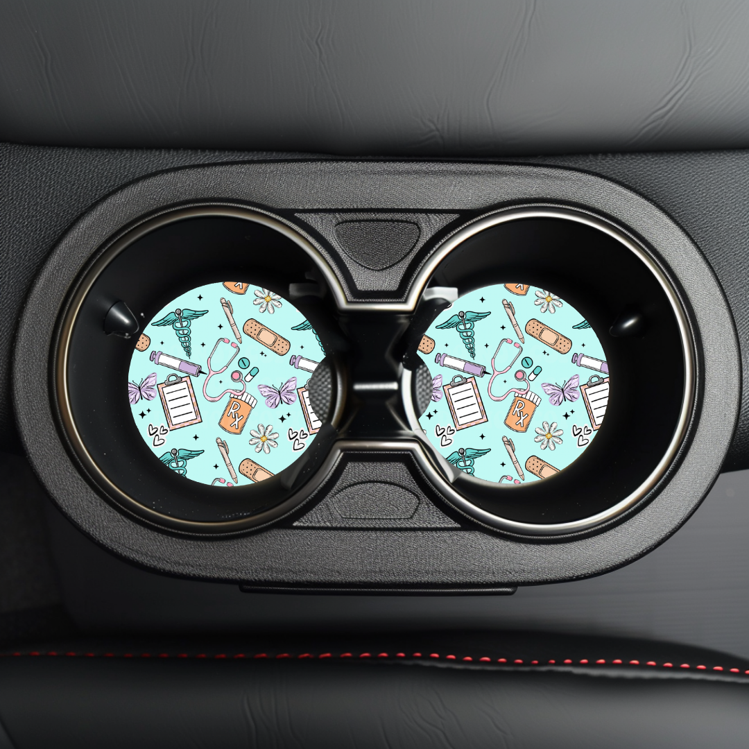 Nurse Doodles Car Coaster Sublimation Transfer (Set of 2)