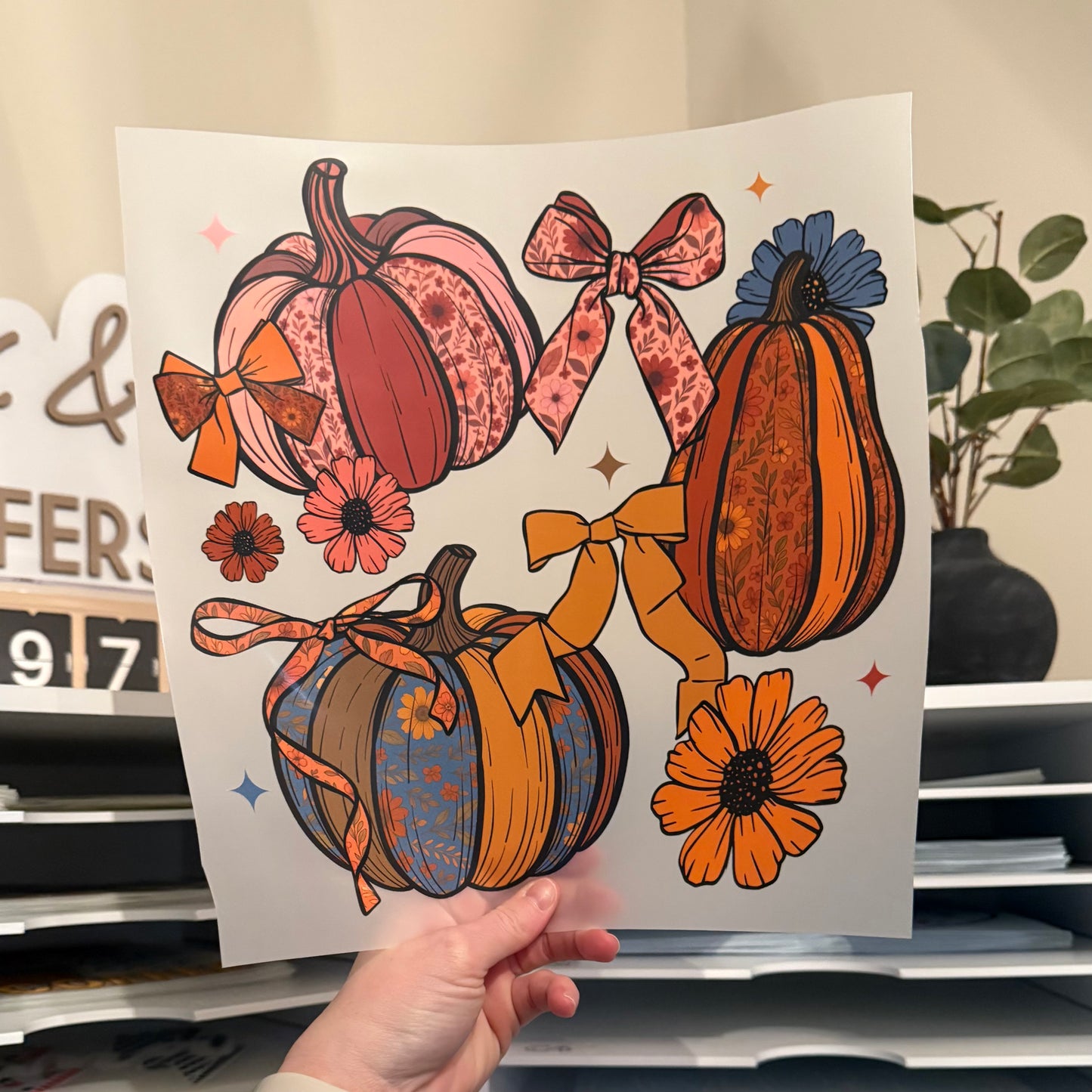 Floral Pumpkins & Bows DTF HOT PEEL