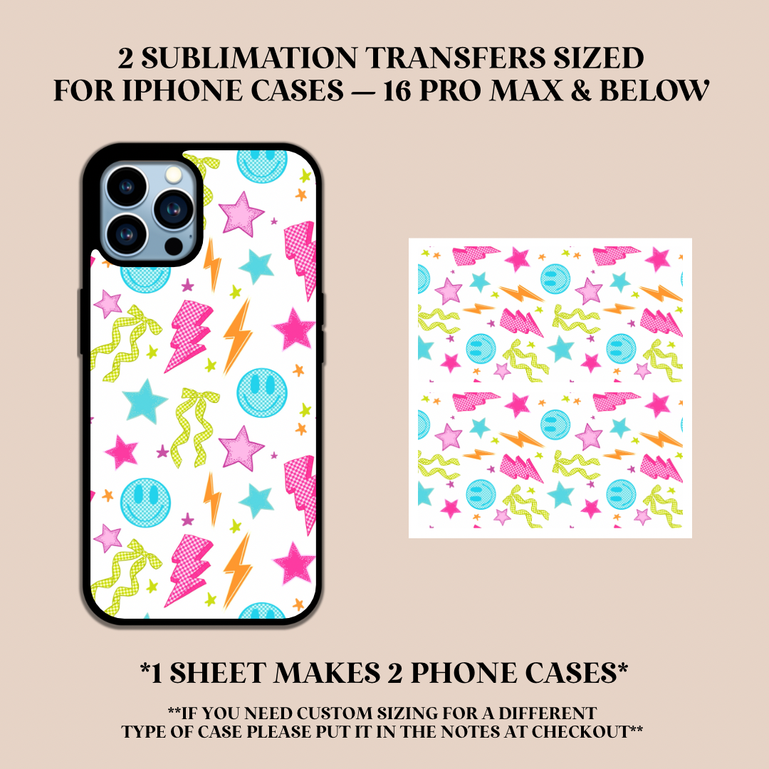 Neon Doodles Phone Case Sublimation Transfer