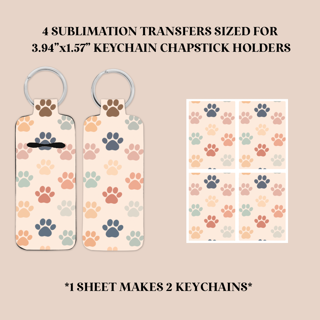 Paw Prints Keychain Chapstick Holder Sublimation Transfer