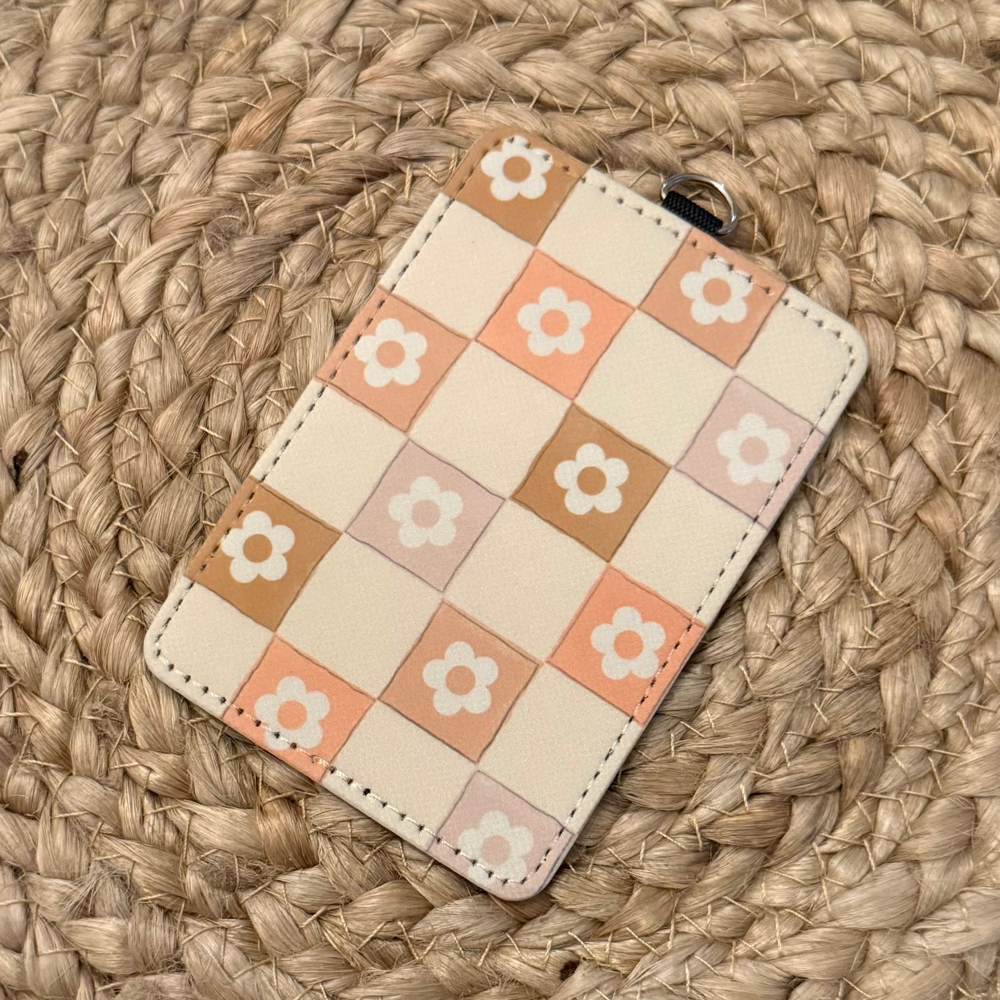 Checker Flowers ID Badge Holder