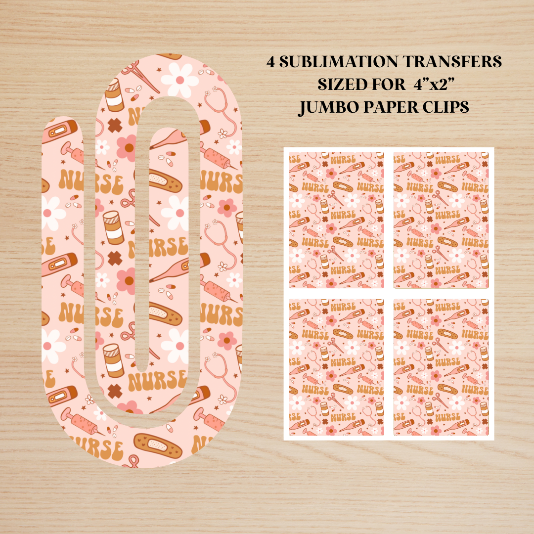 Boho Nurse Jumbo Paperclip Sublimation Transfer