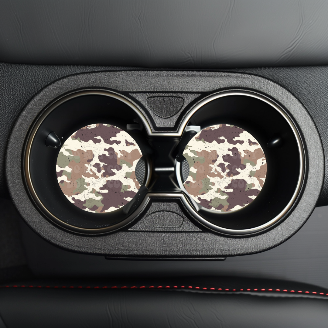 Distressed Camo Car Coaster Sublimation Transfer (Set of 2)