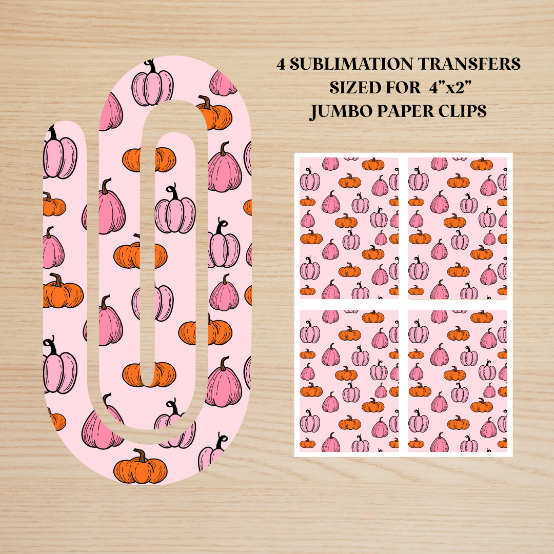 Pink & Orange Pumpkins Jumbo Paperclip Sublimation Transfer