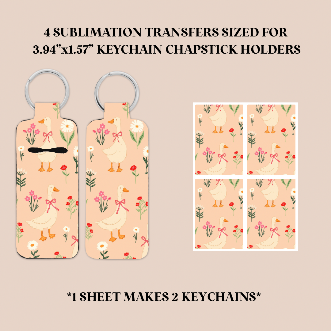 Coquette Goose Keychain Chapstick Holder Sublimation Transfer