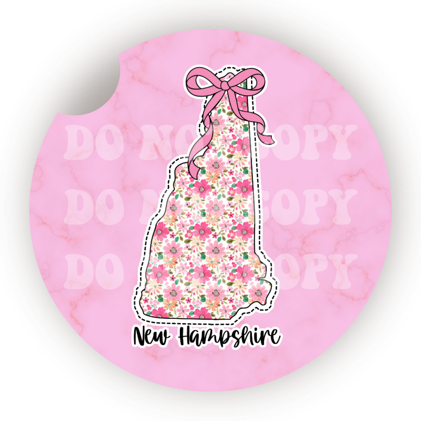 Floral State (Choose Your State) Car Coaster Sublimation Transfer (Set of 2)