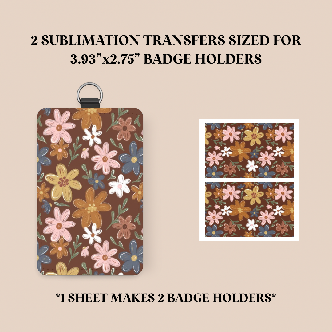 Fall Floral Badge Holder Sublimation Transfer
