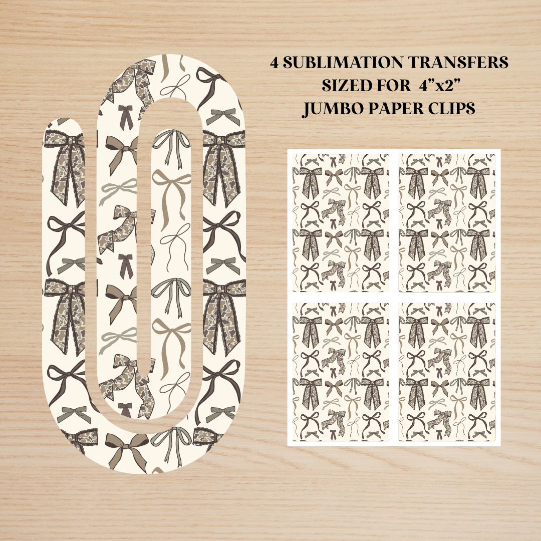 Camo Bows Jumbo Paperclip Sublimation Transfer