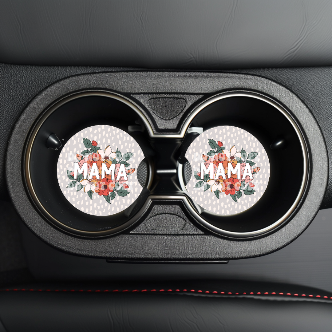 Floral Mama Car Coaster Sublimation Transfer (Set of 2)