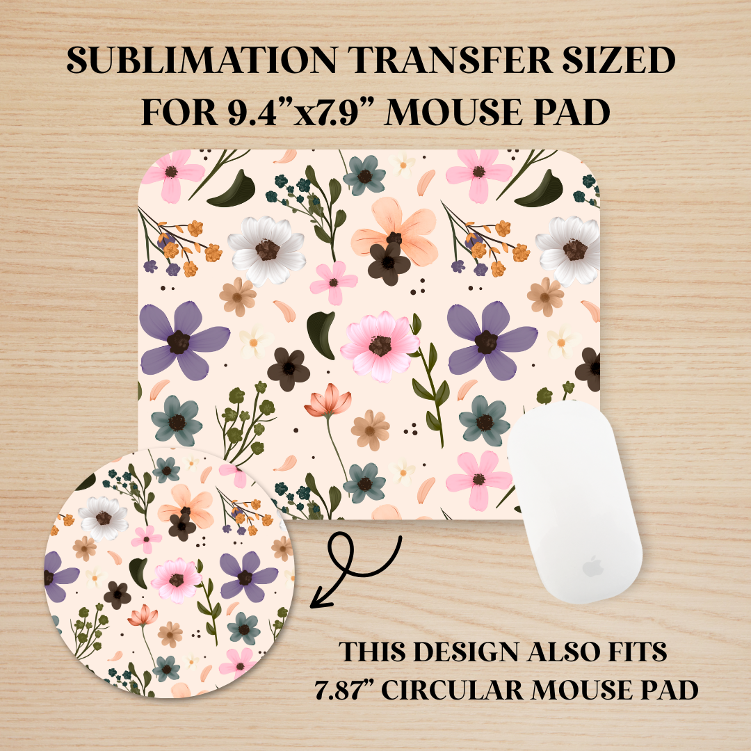 Wildflowers Mouse Pad Sublimation Transfer