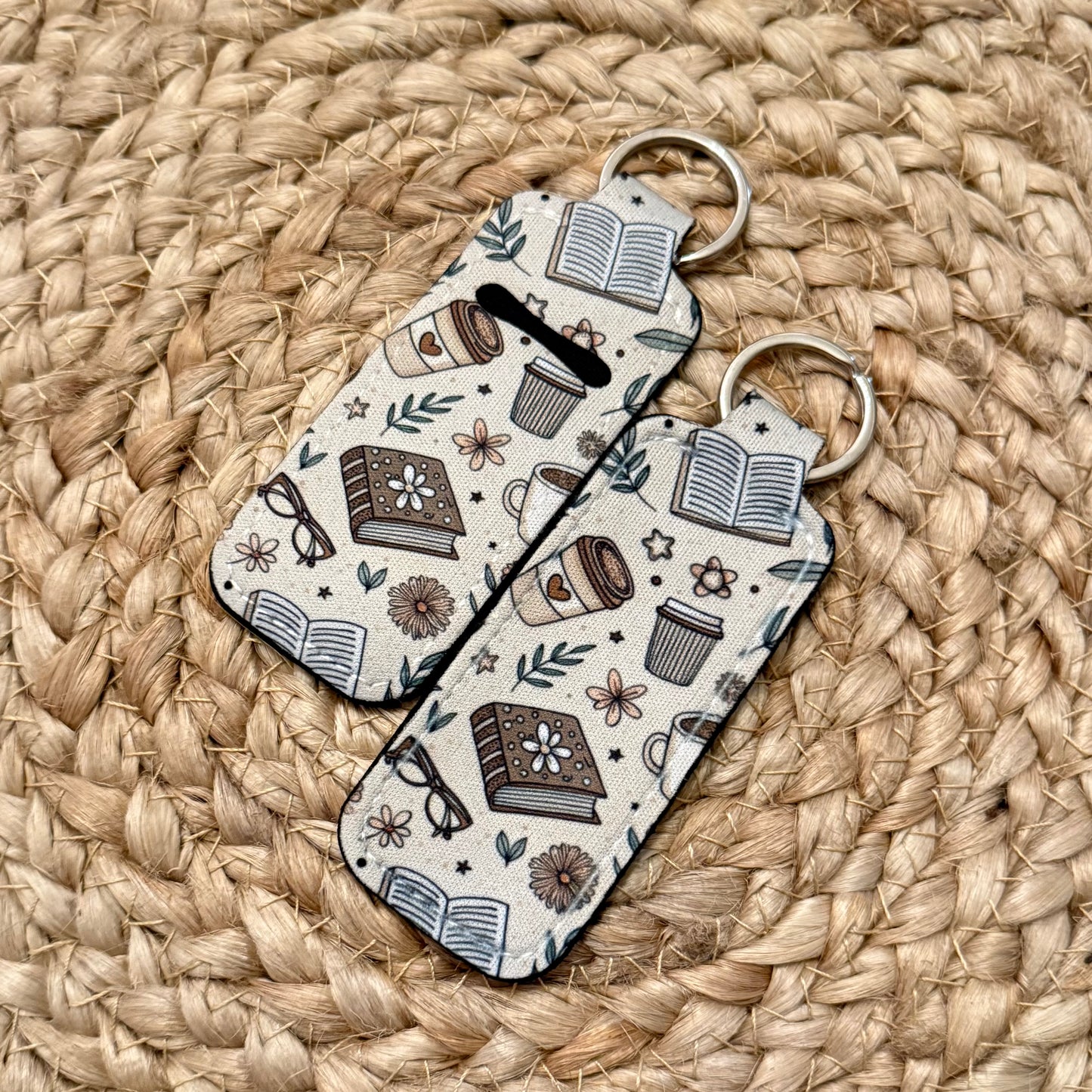 Books & Coffee Chapstick Holder Keychain