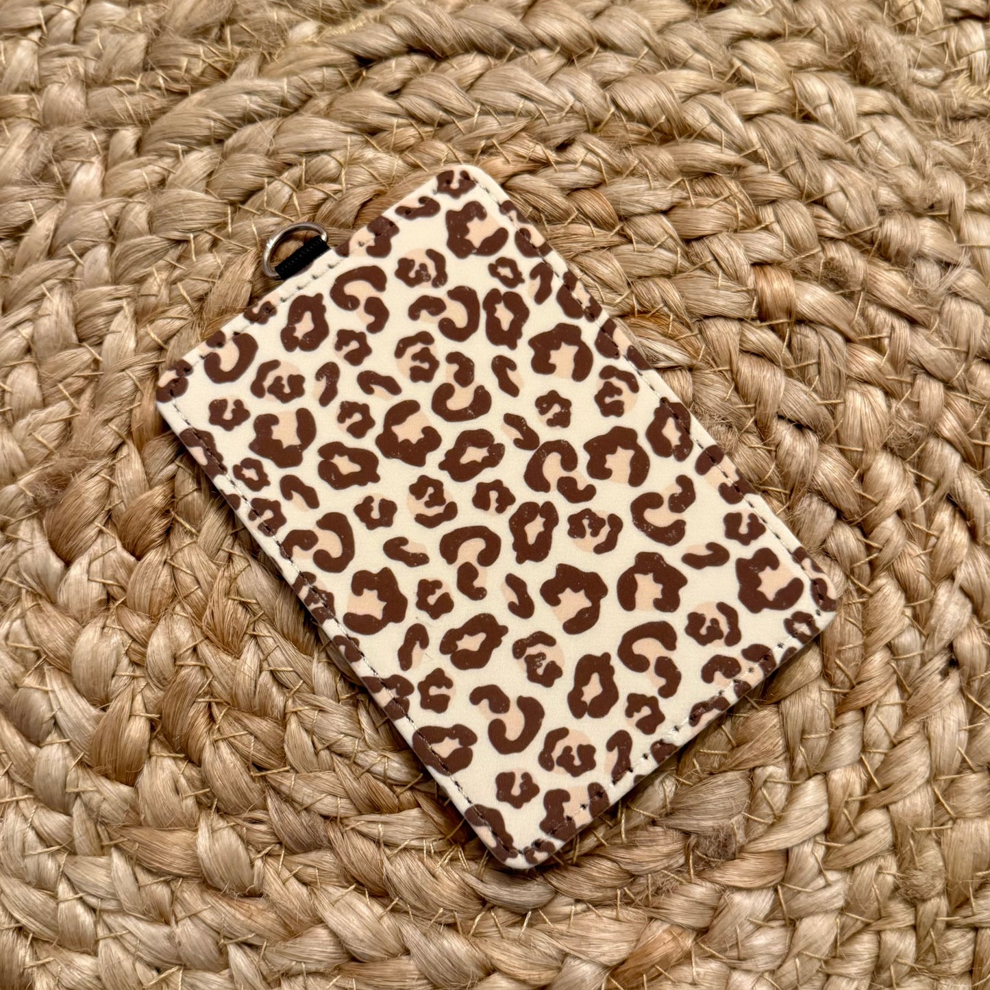 Neutral Leopard ID Badge Holder