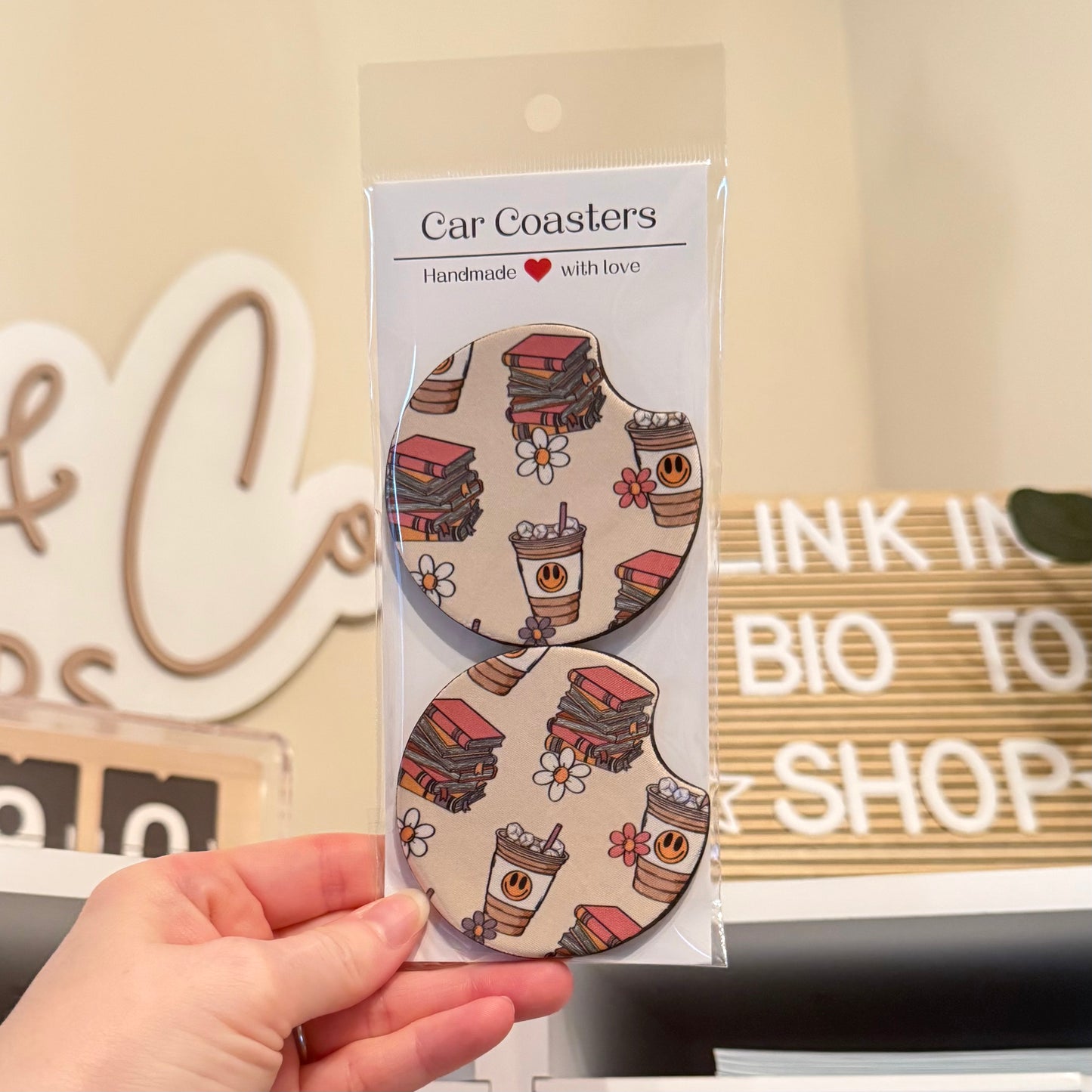 Books & Coffee Car Coasters