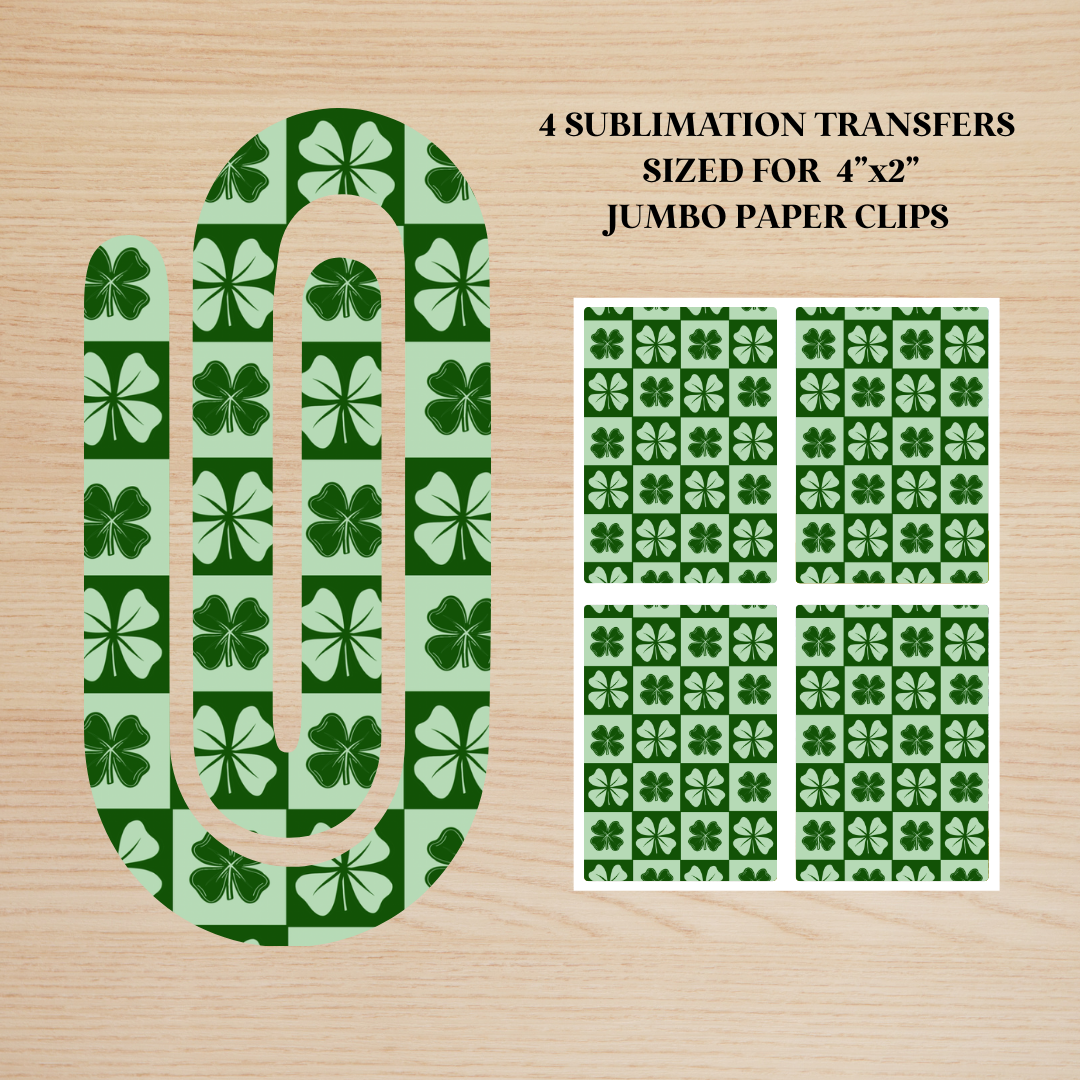 Checker Clovers Jumbo Paperclip Sublimation Transfer