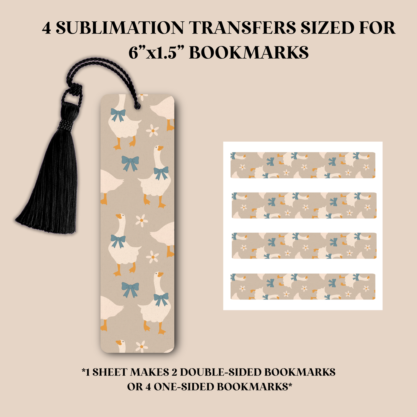 Coquette Geese Bookmark Sublimation Transfer