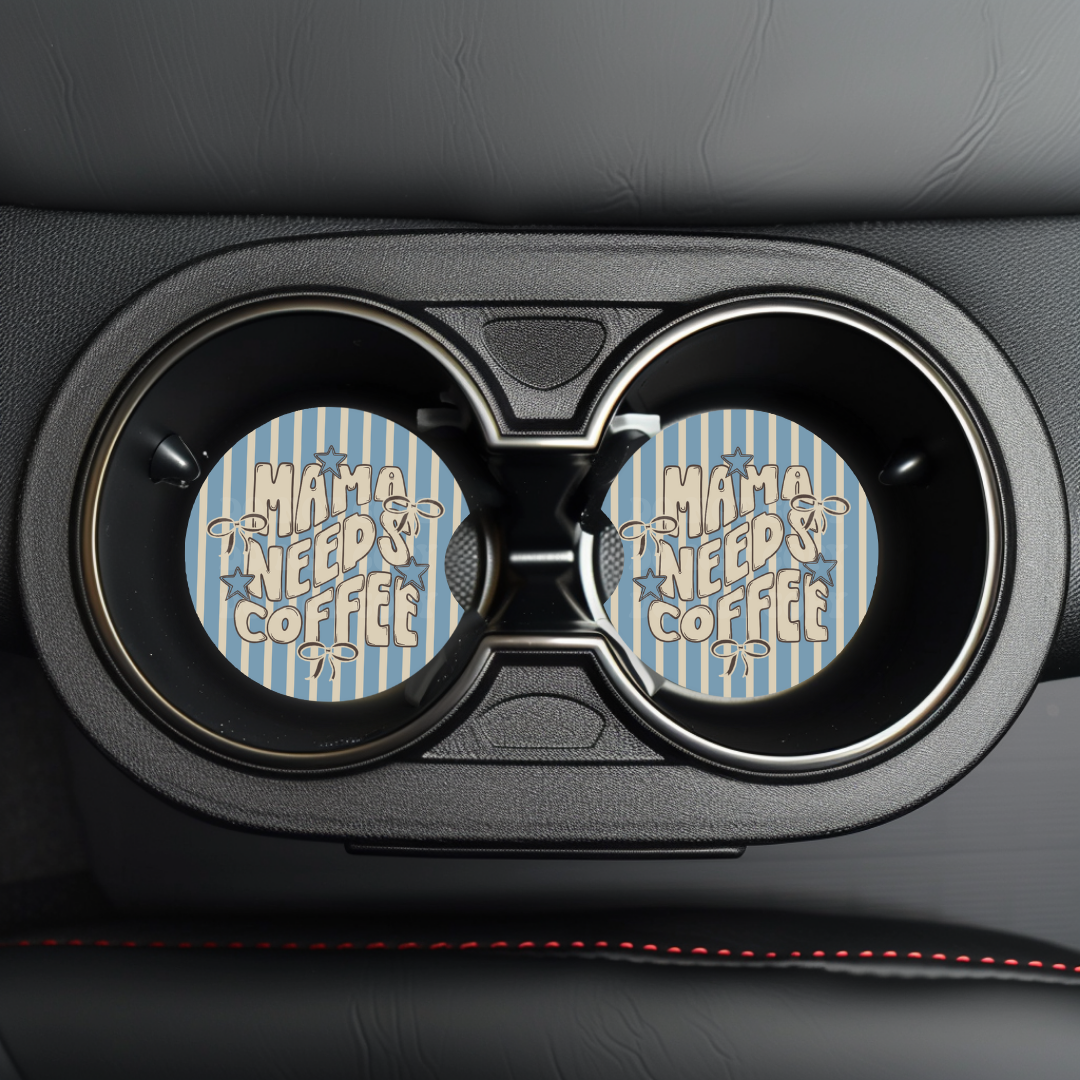 Mama Needs Coffee Car Coaster Sublimation Transfer (Set of 2)