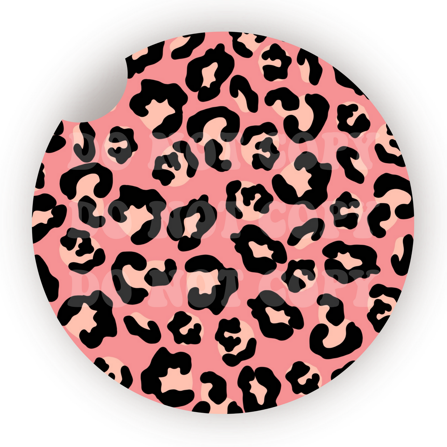 Pink Leopard Print Car Coaster Sublimation Transfer (Set of 2)