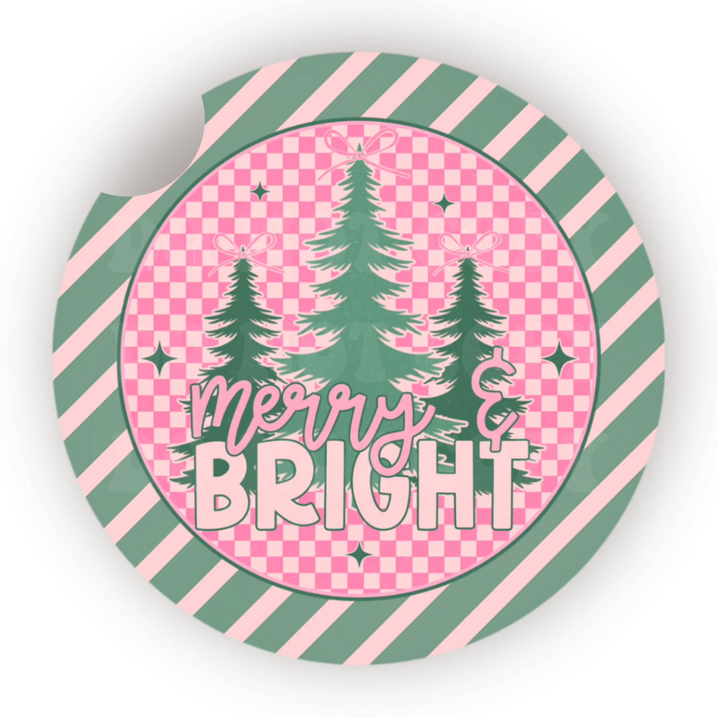 Merry & Bright Car Coaster Sublimation Transfer (Set of 2)
