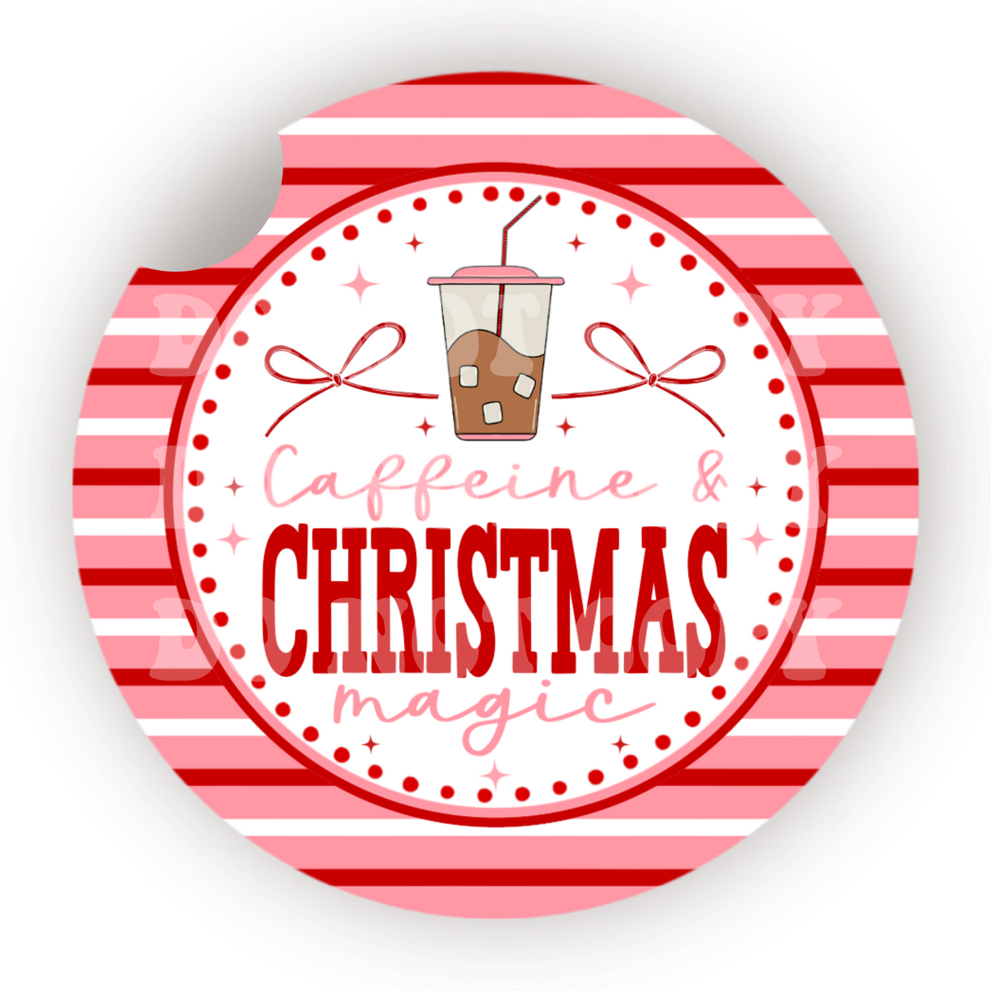 Caffeine & Christmas Magic Car Coaster Sublimation Transfer (Set of 2)