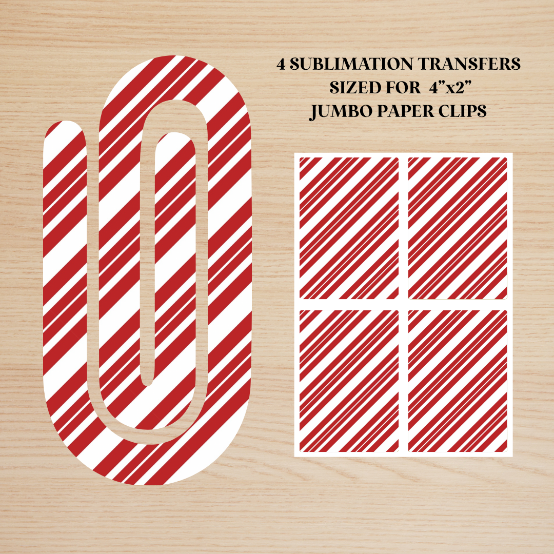 Candy Cane Stripes Jumbo Paperclip Sublimation Transfer