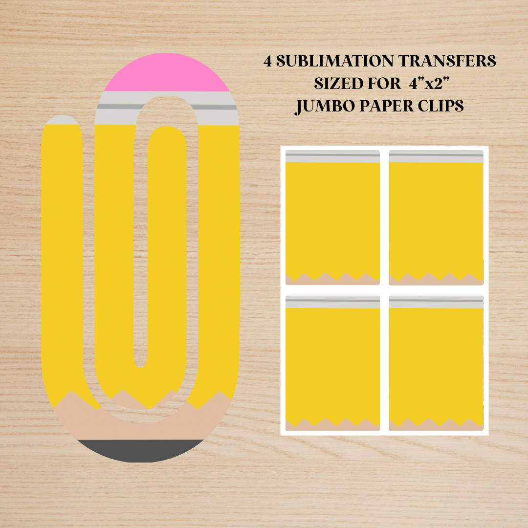 Pencil Jumbo Paperclip Sublimation Transfer