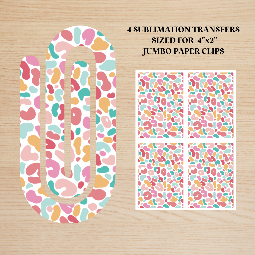Bright Leopard Print Jumbo Paperclip Sublimation Transfere