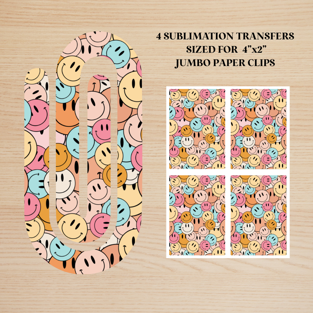 Happy Faces Jumbo Paperclip Sublimation Transfer