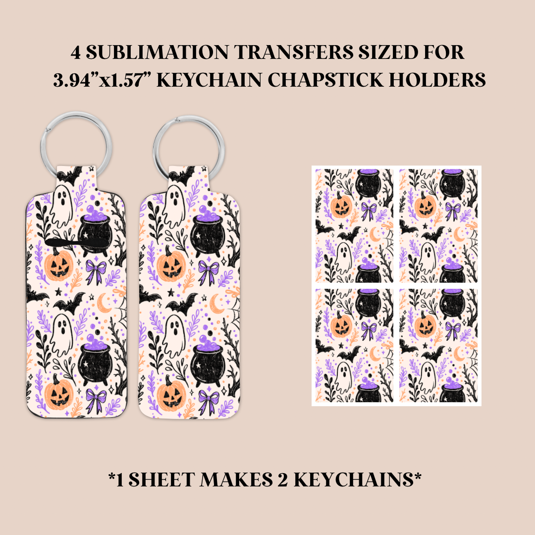 Spooky Doodles Keychain Chapstick Holder Sublimation Transfer