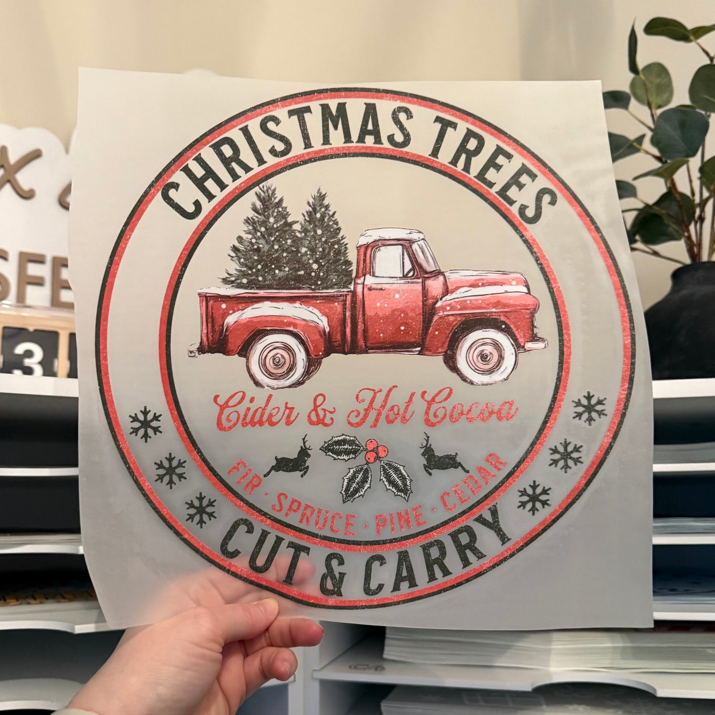 Christmas Trees Cut & Carry DTF HOT PEEL