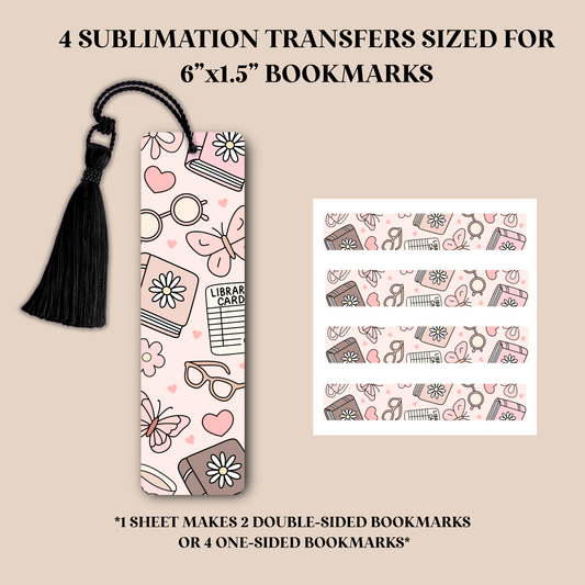 Library Card Doodles Bookmark Sublimation Transfer