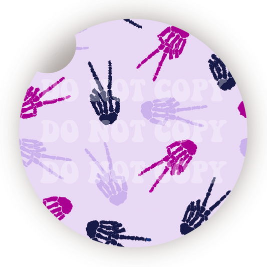 Peace Sign Skelly Car Coaster Sublimation Transfer (Set of 2)