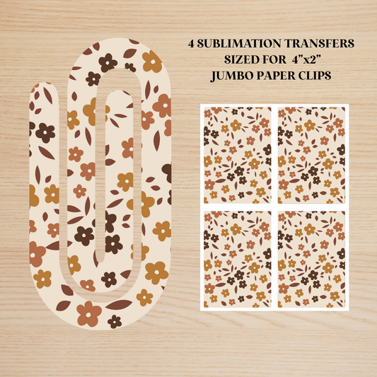 Fall Floral Jumbo Paperclip Sublimation Transfer