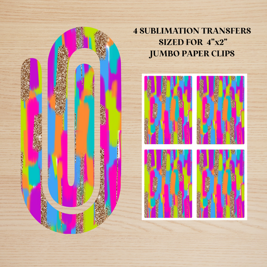 Colorful Brushstrokes Jumbo Paperclip Sublimation Transfer