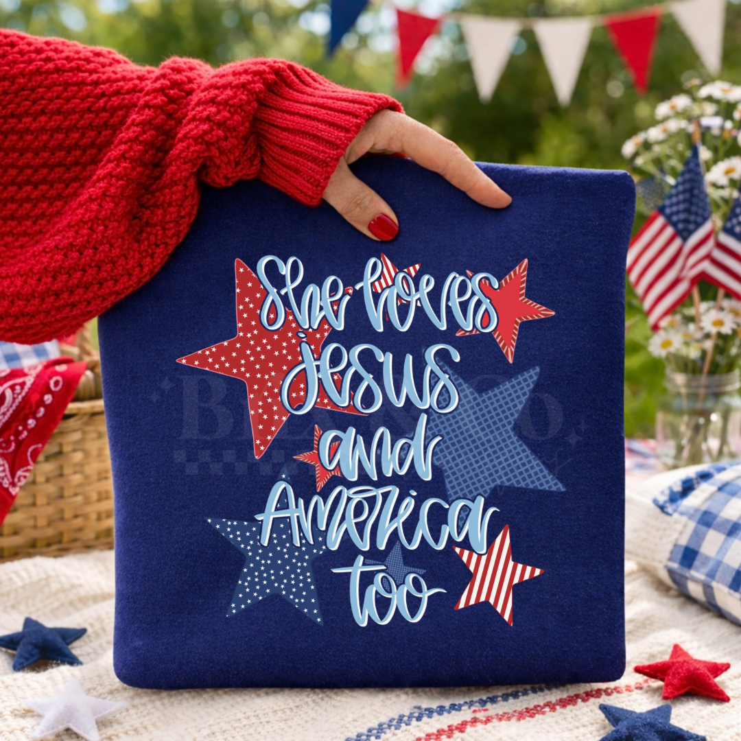 She Loves Jesus And America Too DTF HOT PEEL