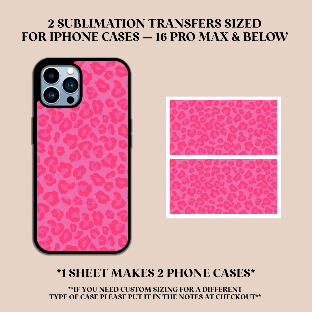 Hot Pink Leopard Print Phone Case Sublimation Transfer