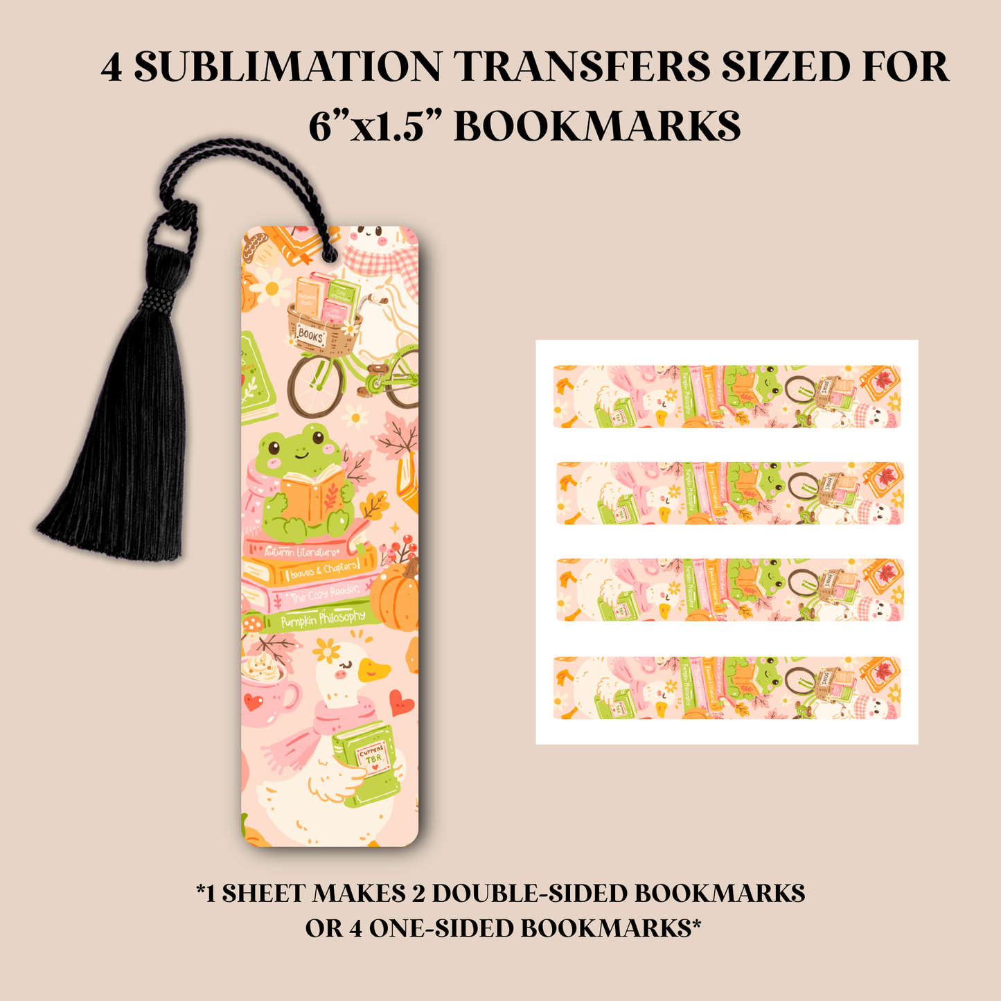 Bookish Fall Bookmark Sublimation Transfer